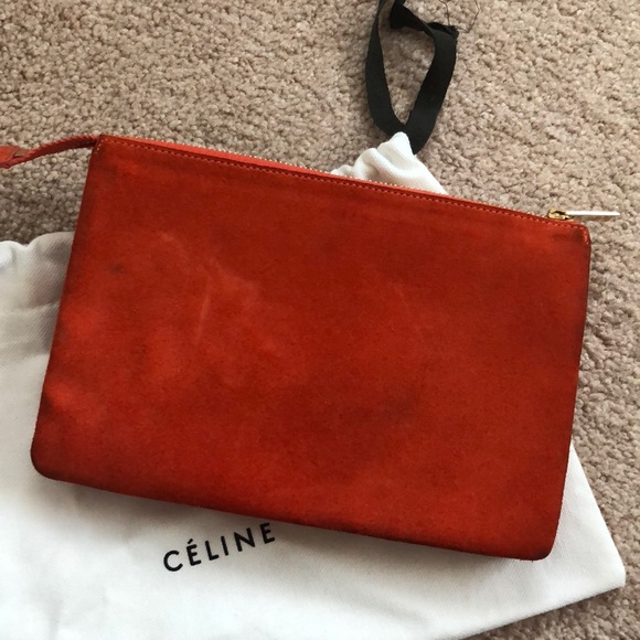 CÉLINE Suede 3-Fold Orange Pouch/ Clutch / Wallet - Picture 2 of 8